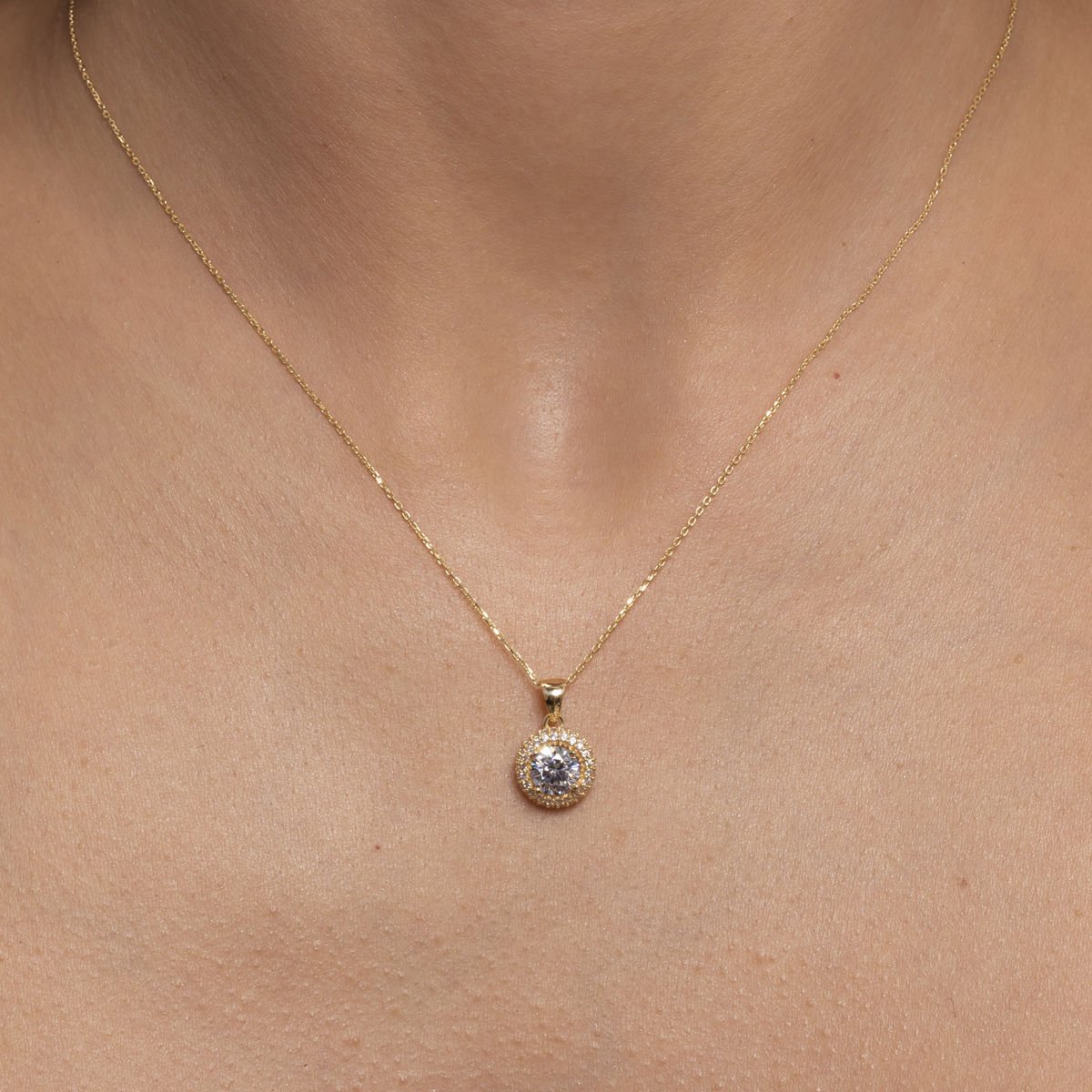 Elmas Kesim Altın Kolye