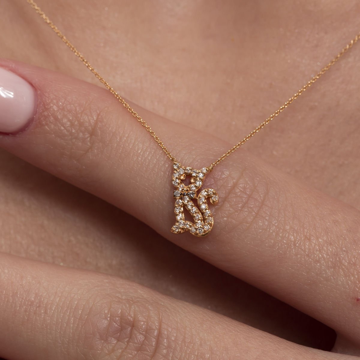 Kedi Figürü Altın Kolye