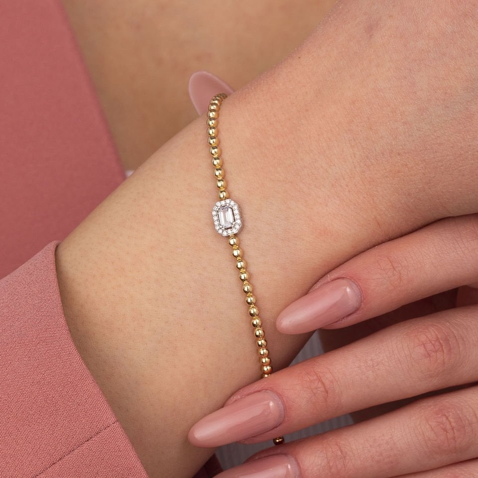 Taneli Zincir Baget Altın Bileklik