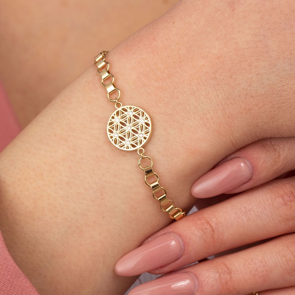 Yaşam Çiçeği Altın Bileklik