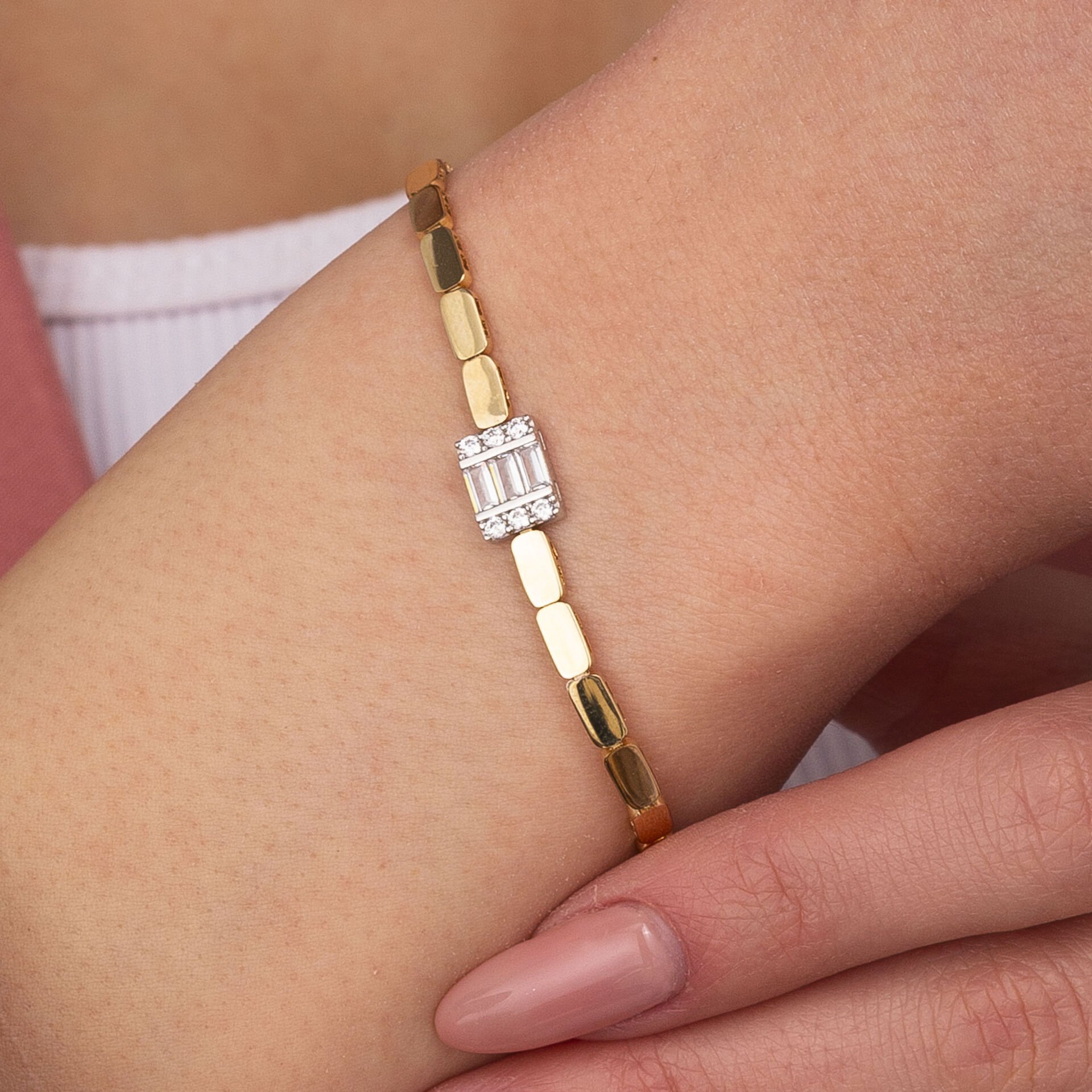 Baget İnce Yol Altın Bileklik