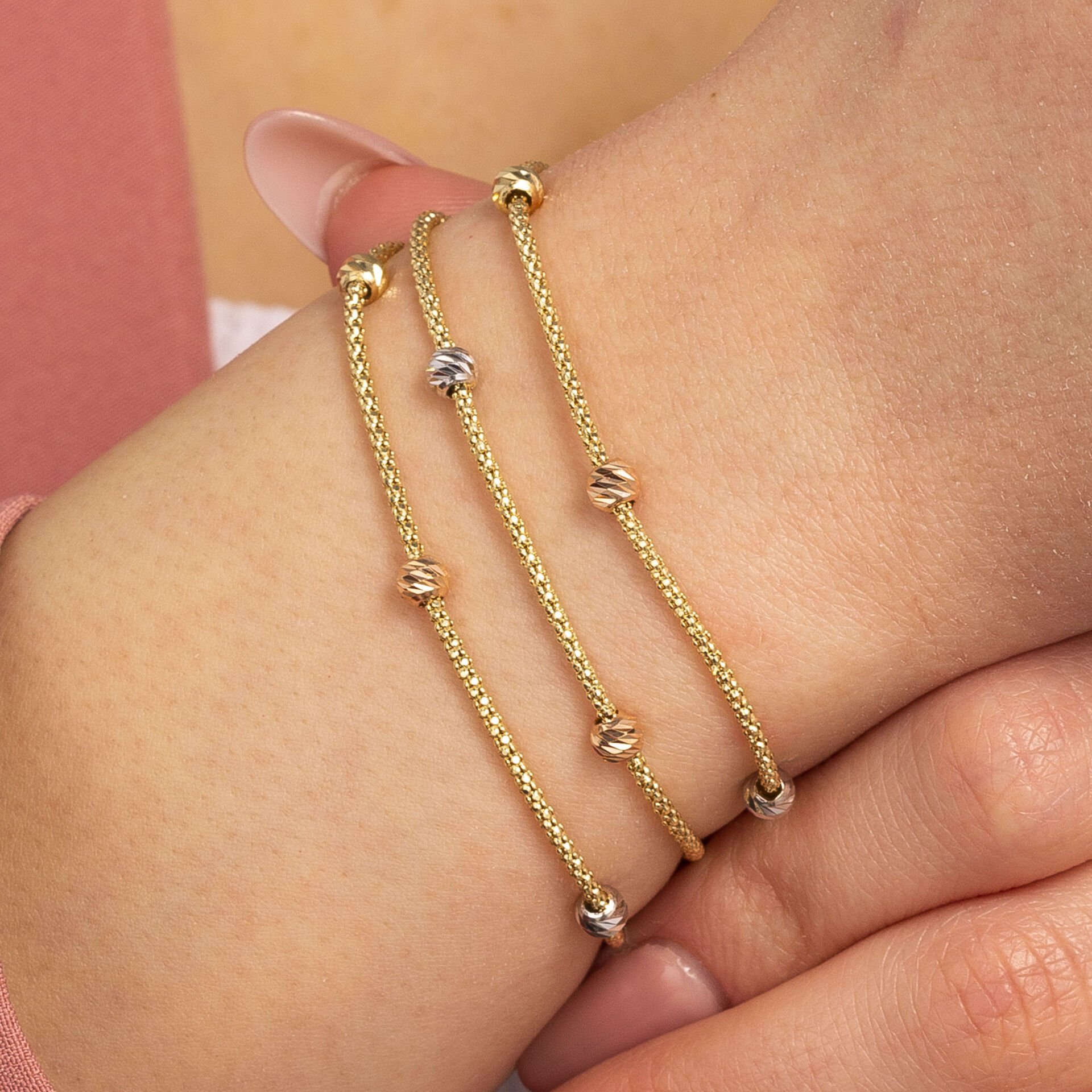 Üç Sıra Dorika Altın Bileklik